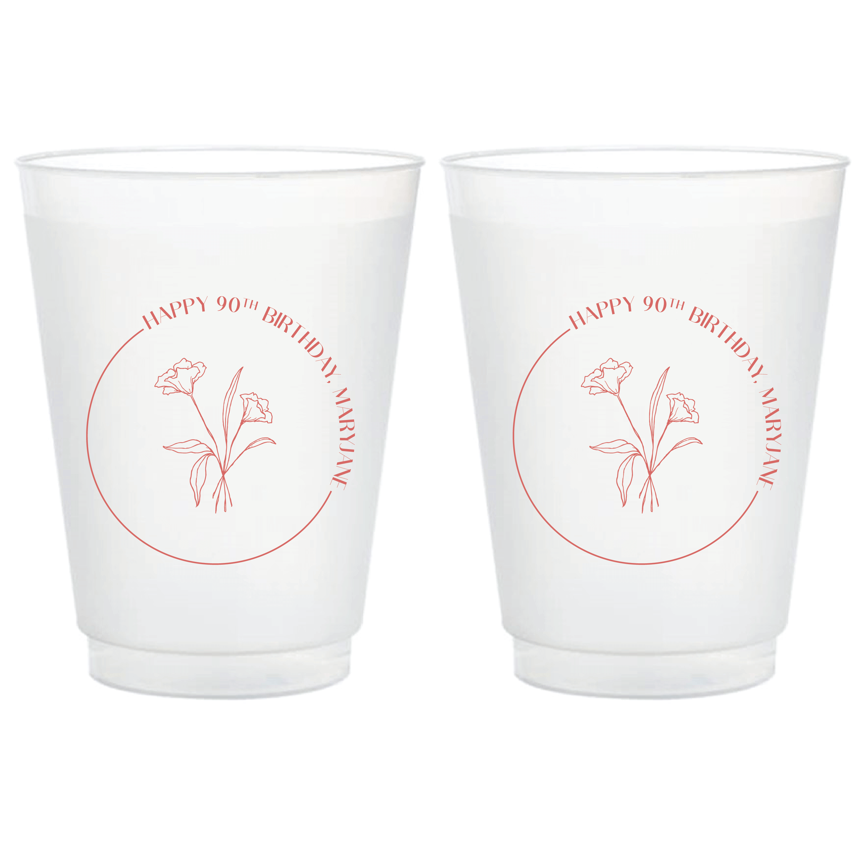 Elegant Floral Birthday Frosted Plastic Cups