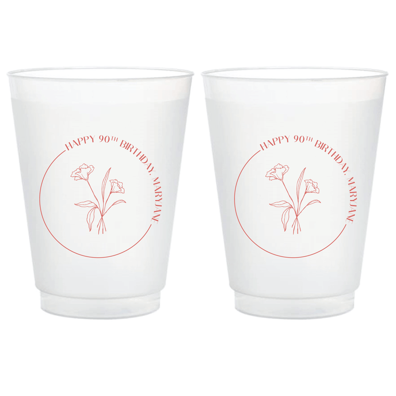 Elegant Floral Birthday Frosted Plastic Cups
