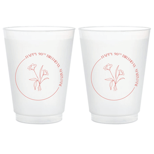 Elegant Floral Birthday Frosted Plastic Cups
