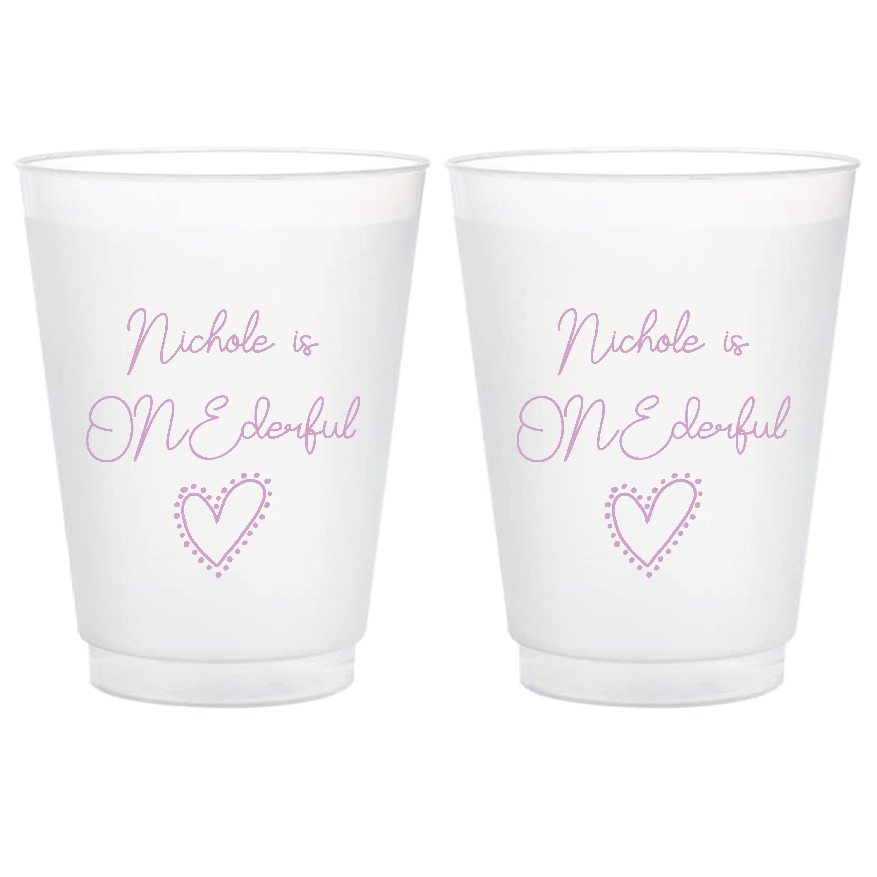 Ms ONEderful Heart Birthday Frosted Plastic Cups