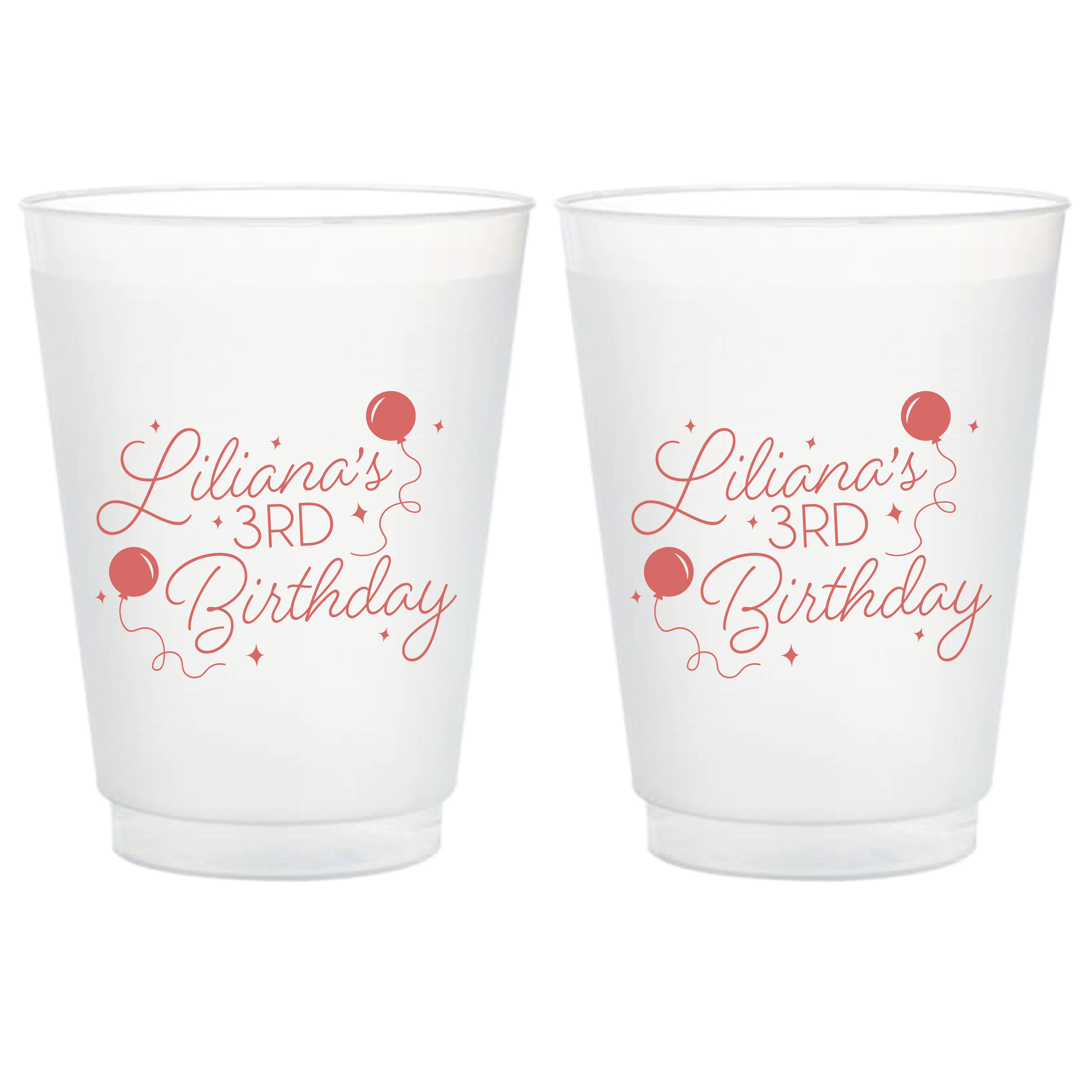 Balloons and Confetti Birthday Frosted Plastic Cups