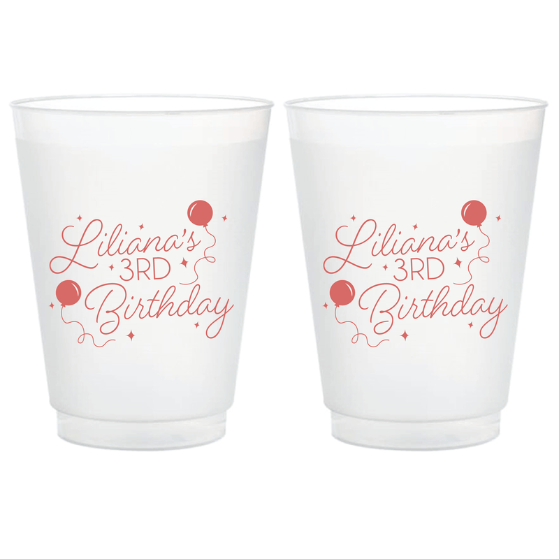 Balloons and Confetti Birthday Frosted Plastic Cups