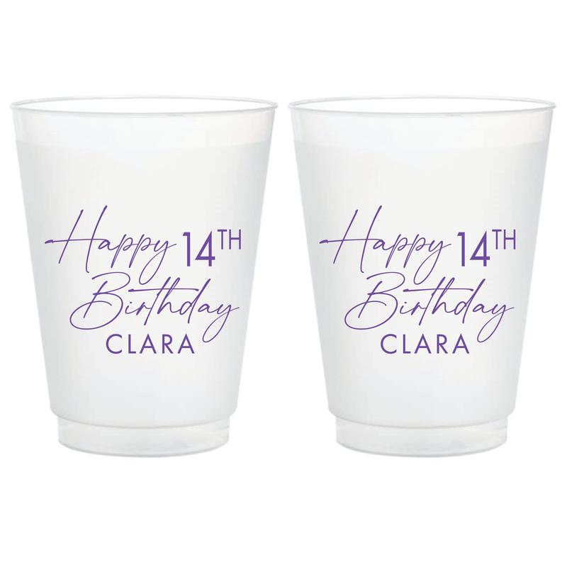 Time to Party Birthday Frosted Plastic Cups