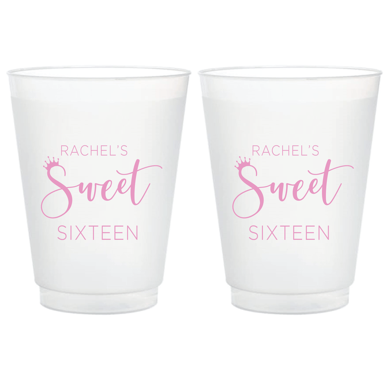 Royal Sweet Sixteen Birthday Frosted Plastic Cups