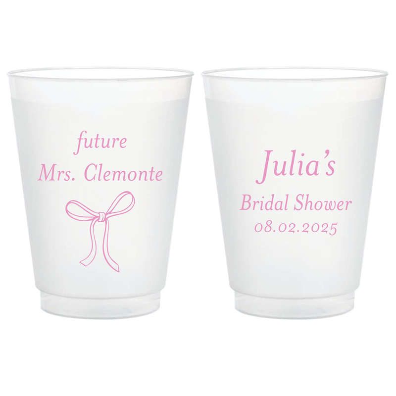 Elegant Bow Bridal Shower Frosted Plastic Cups - Cup - Frosted