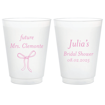 Elegant Bow Bridal Shower Frosted Plastic Cups