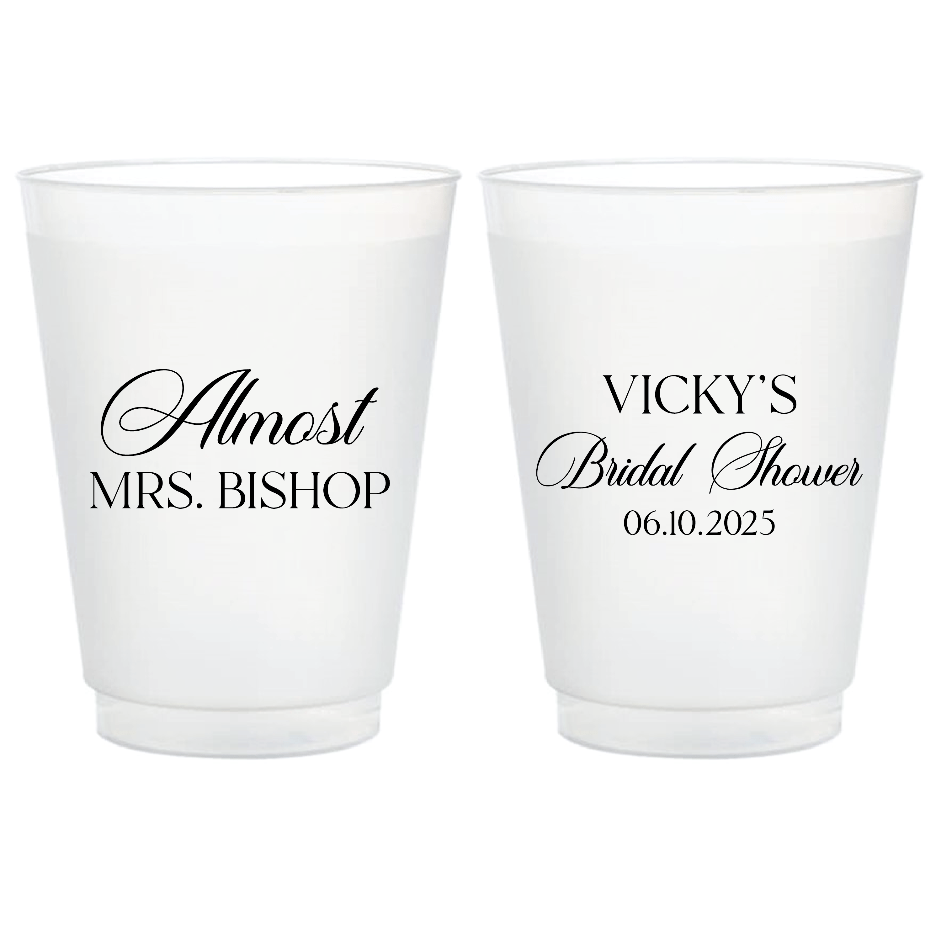 Elegant Almost Mrs Bridal Shower Frosted Plastic Cups - Cup - Frosted