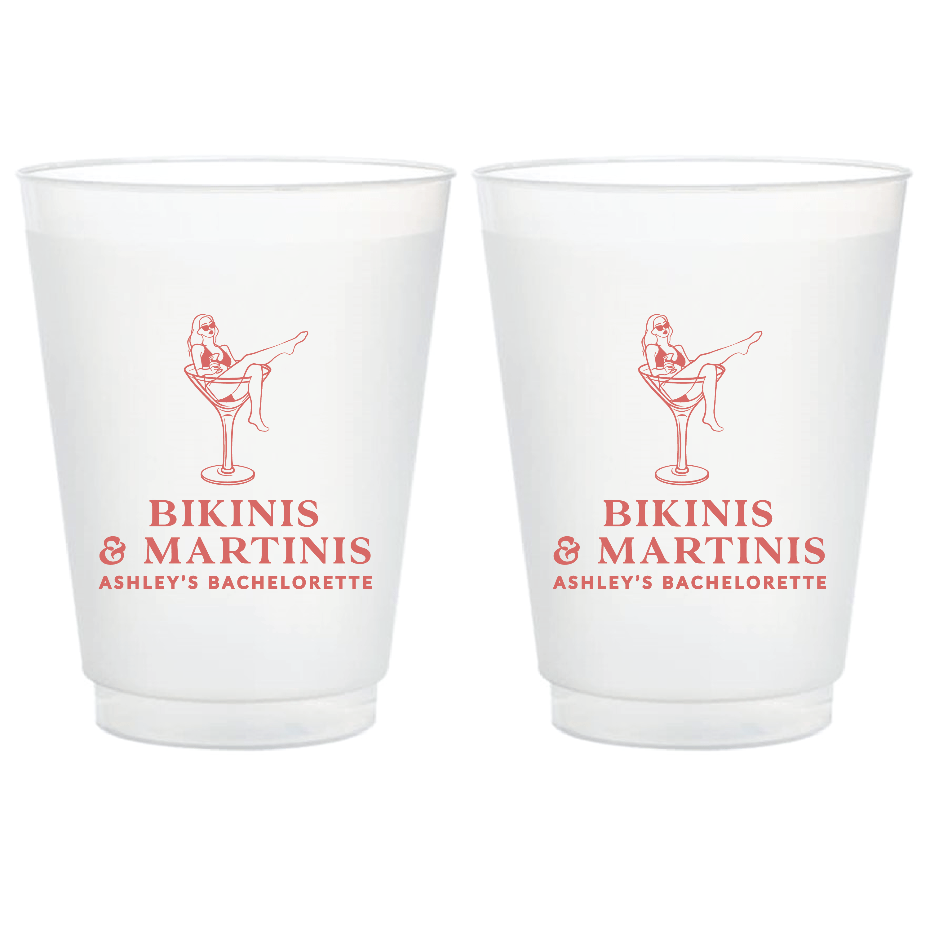 Bikinis and Martinis Bachelorette Frosted Plastic Cups - Cup - Frosted