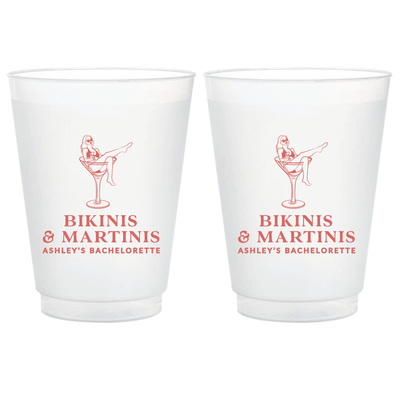 Bikinis and Martinis Bachelorette Frosted Plastic Cups - Cup - Frosted