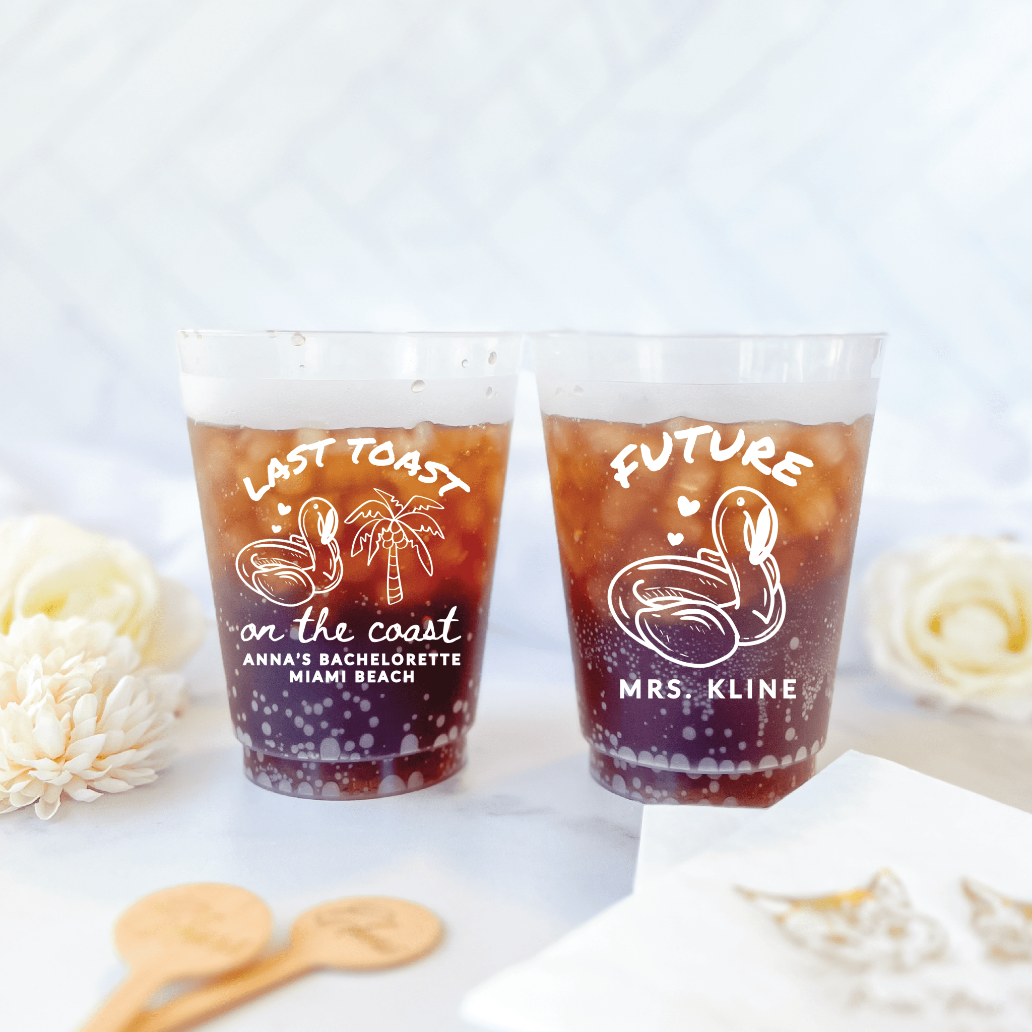 Last Toast On The Coast Bachelorette Frosted Plastic Cups - Cup - Frosted