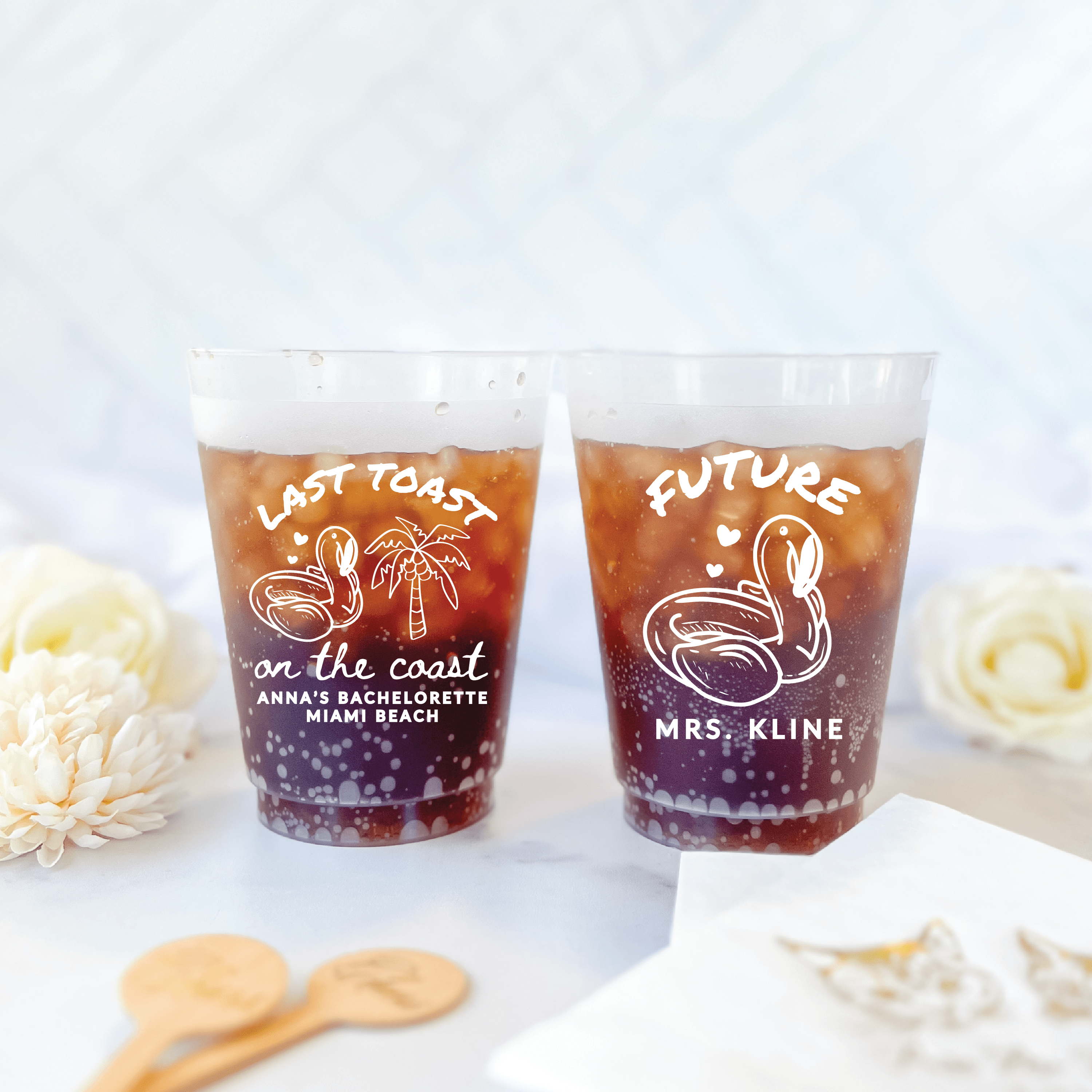 Last Toast On The Coast Bachelorette Frosted Plastic Cups - Cup - Frosted