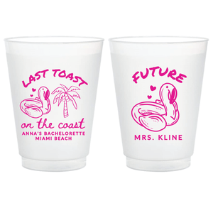 Last Toast On The Coast Bachelorette Frosted Plastic Cups