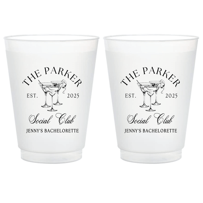 Personalized Social Club Bachelorette Frosted Plastic Cups - Cup - Frosted