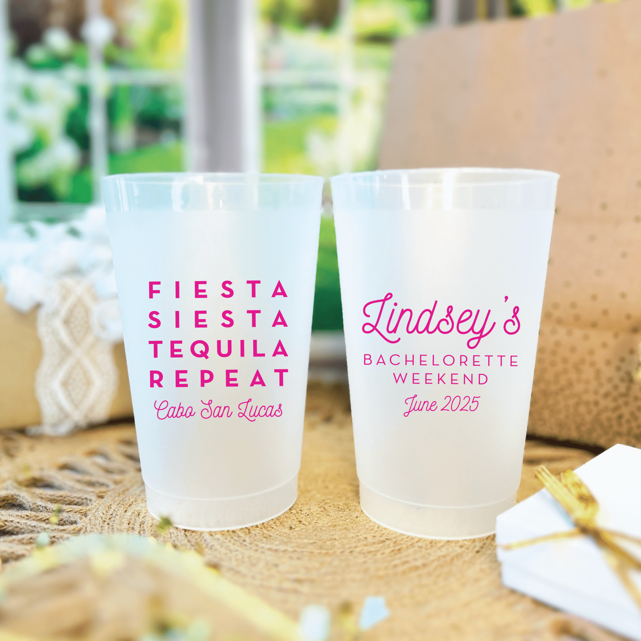 Fiesta Siesta Tequila Repeat Bachelorette Frosted Plastic Cups - Cup - Frosted