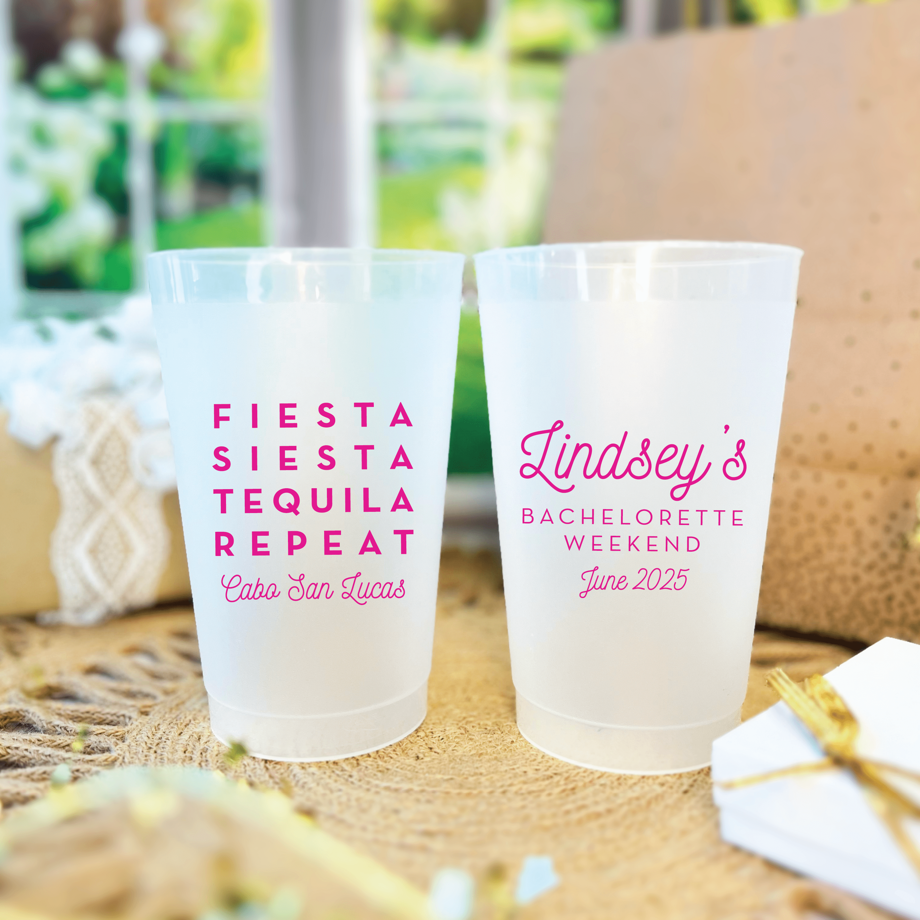 Fiesta Siesta Tequila Repeat Bachelorette Frosted Plastic Cups - Cup - Frosted
