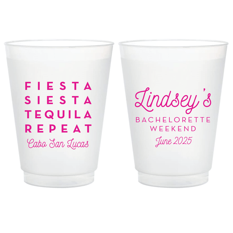 Fiesta Siesta Tequila Repeat Bachelorette Frosted Plastic Cups - Cup - Frosted