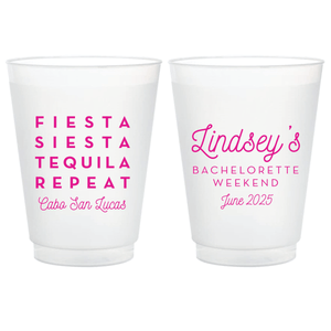 Fiesta Siesta Tequila Repeat Bachelorette Frosted Plastic Cups