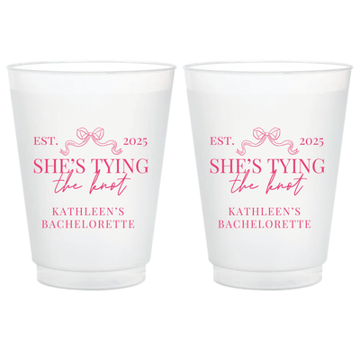 She's Tying The Knot Bachelorette Frosted Plastic Cups - Cup - Frosted