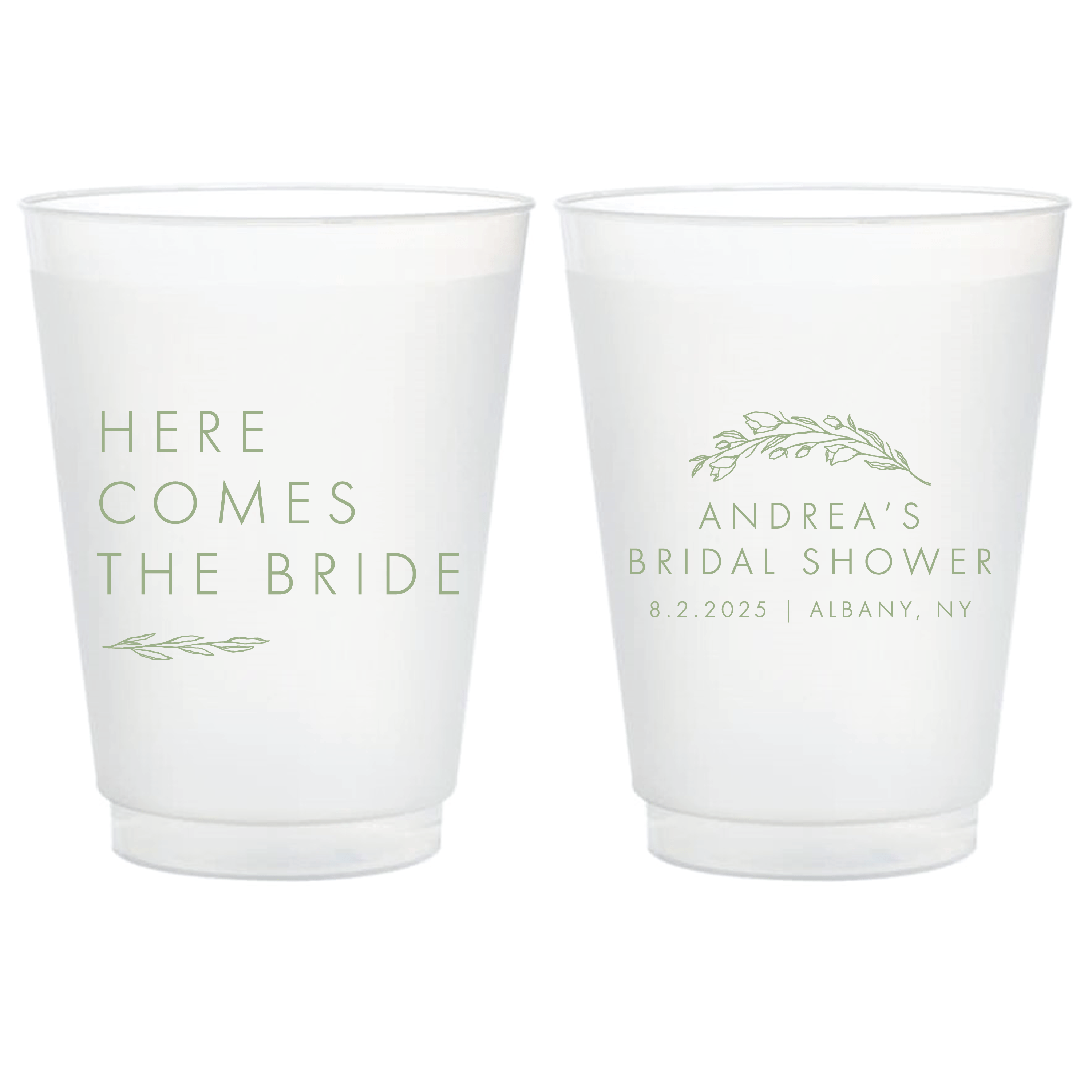 Here Comes The Bride Floral Frosted Plastic Cups - Cup - Frosted