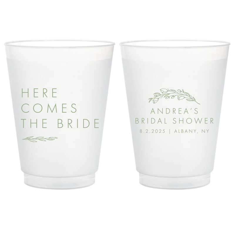 Here Comes The Bride Floral Frosted Plastic Cups - Cup - Frosted