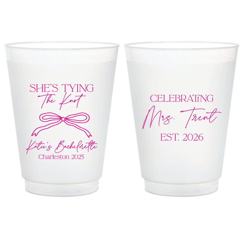 Bachelorette She's Tying The Knot Frosted Plastic Cups - Cup - Frosted