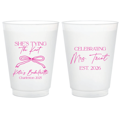 Bachelorette She's Tying The Knot Frosted Plastic Cups - Cup - Frosted