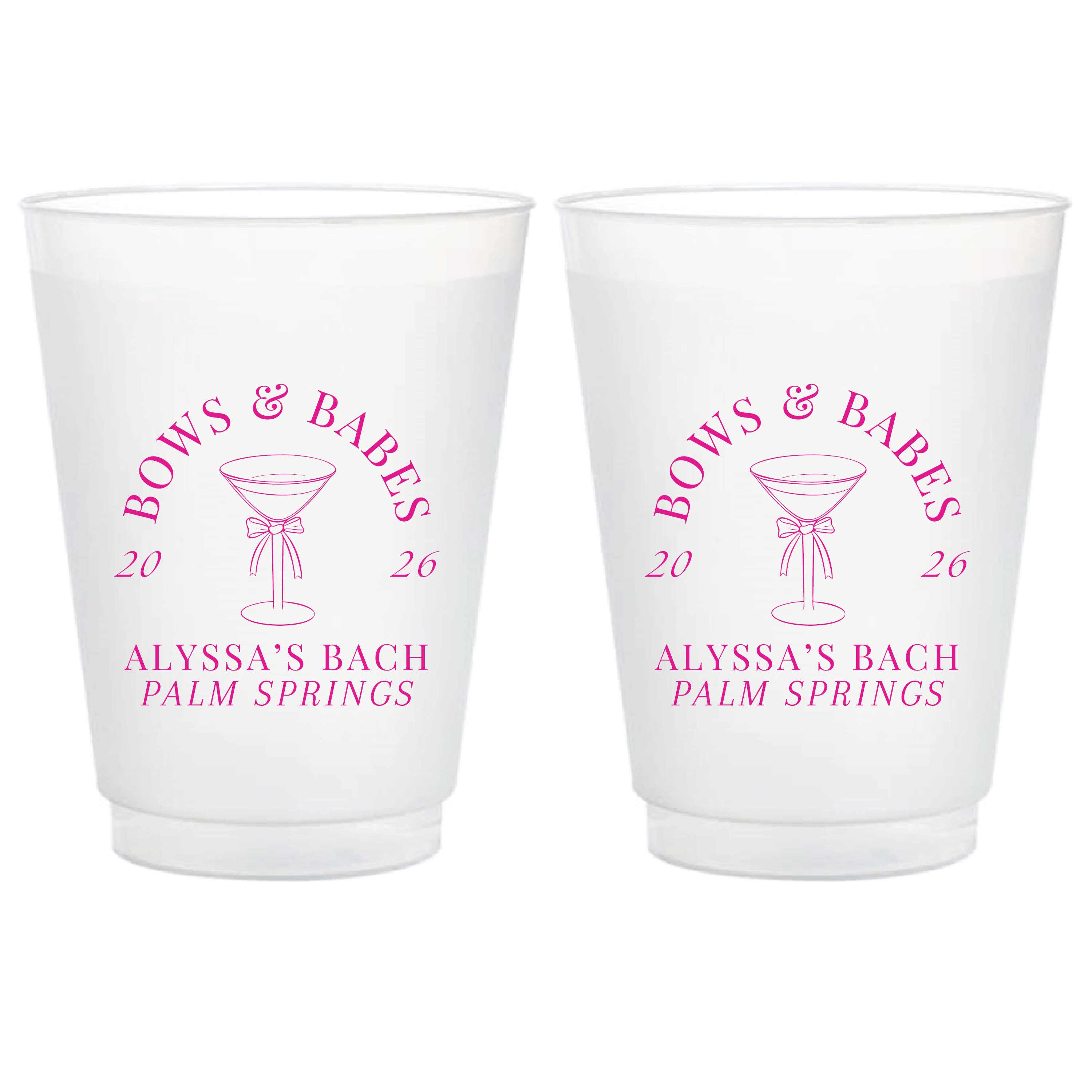 Bows and Babes Bachelorette Frosted Plastic Cups - Cup - Frosted