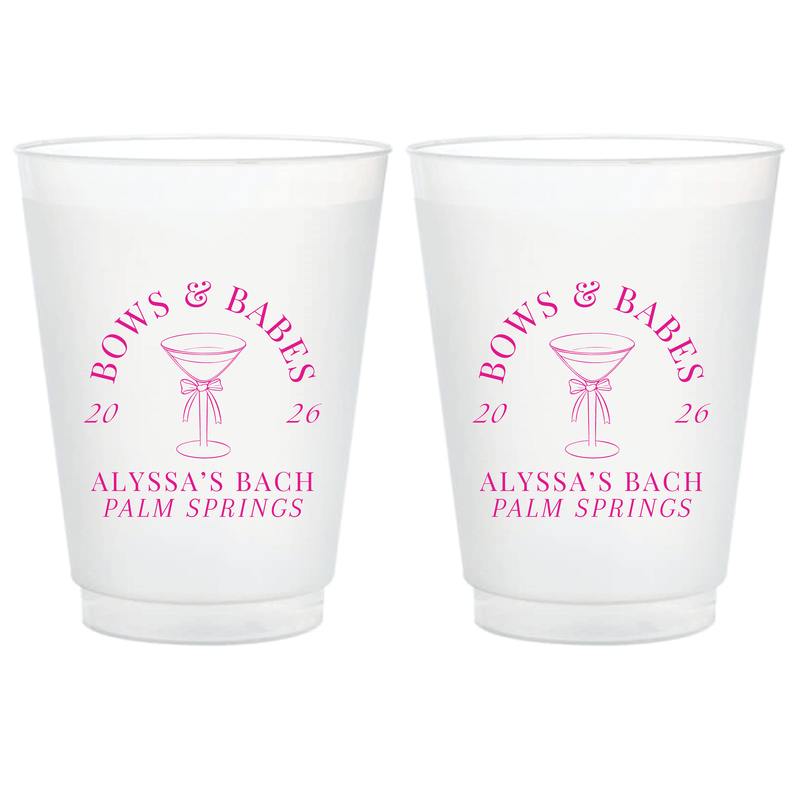 Bows and Babes Bachelorette Frosted Plastic Cups - Cup - Frosted