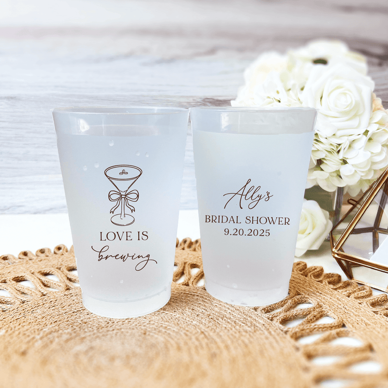 Love Is Brewing Bridal Shower Frosted Plastic Cups
