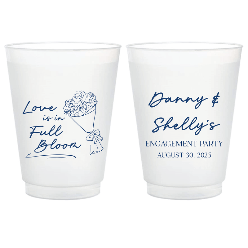 Love Is In Full Bloom Frosted Engagement Wedding Cups