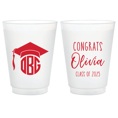 Graduation Monogram Frosted Party Cups - Cup - Frosted