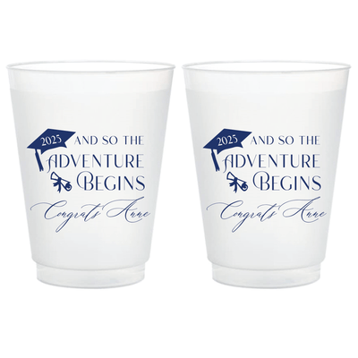 The Adventure Begins Graduation Frosted Party Cups - Cup - Frosted