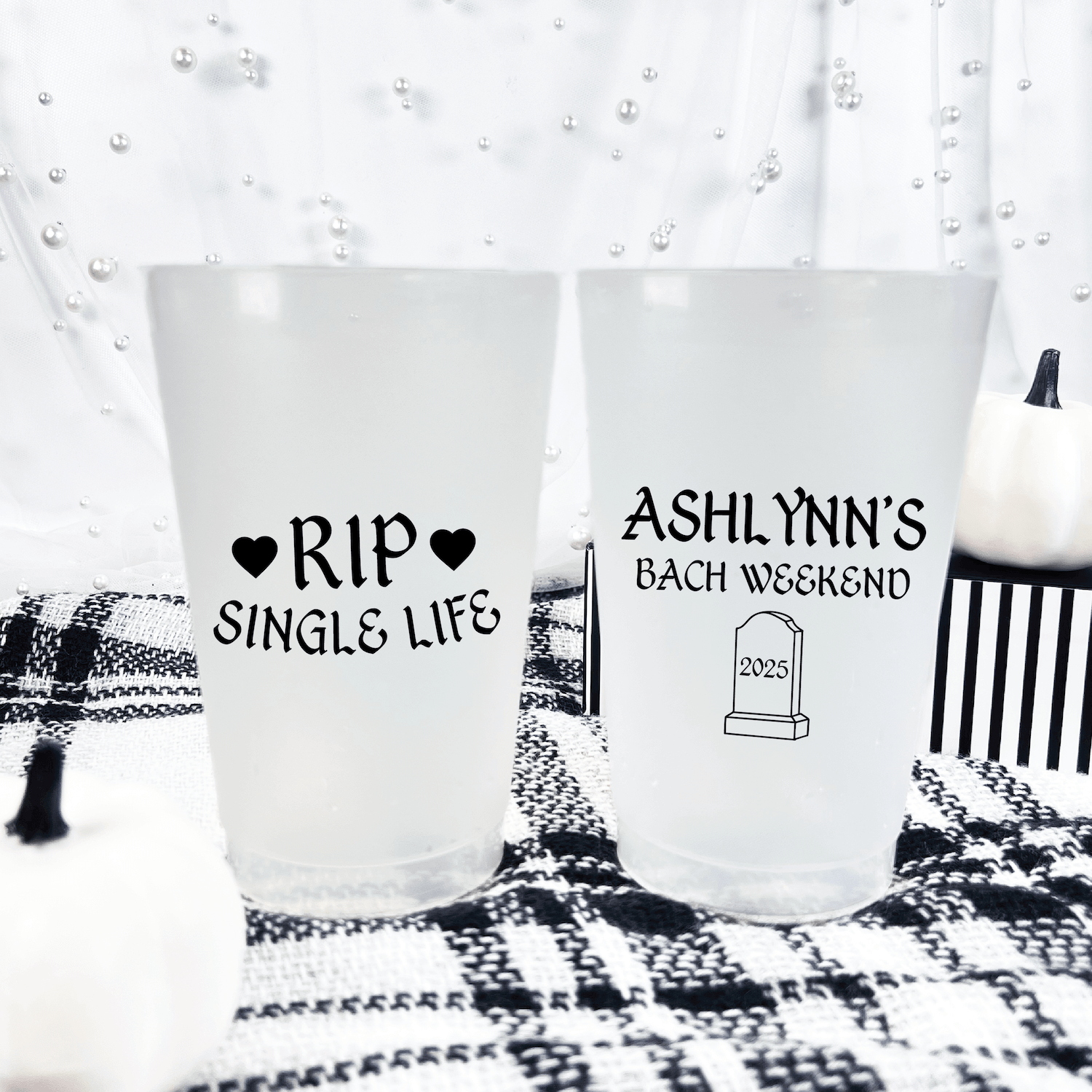 RIP Single Life Personalized Frosted Shatterproof Cups