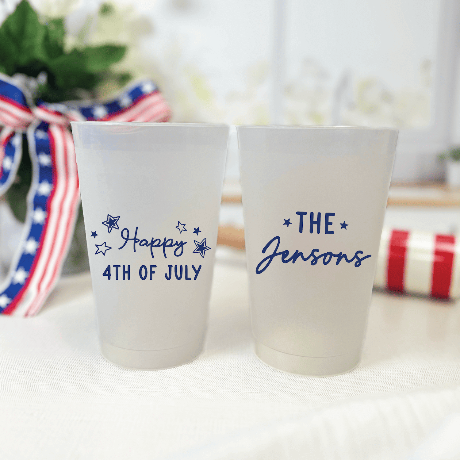 Happy 4th of July Personalized Frosted Cups