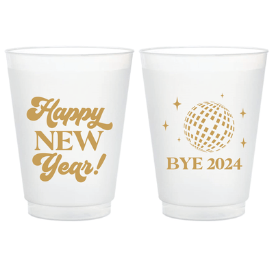 Happy New Year Frosted Plastic Cups