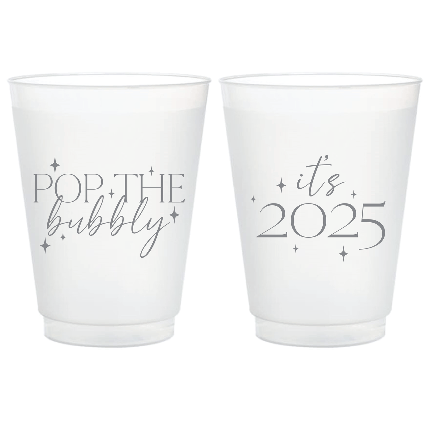 Pop The Bubbly NYE Frosted Plastic Cups