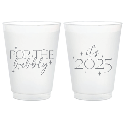 Pop The Bubbly NYE Frosted Plastic Cups