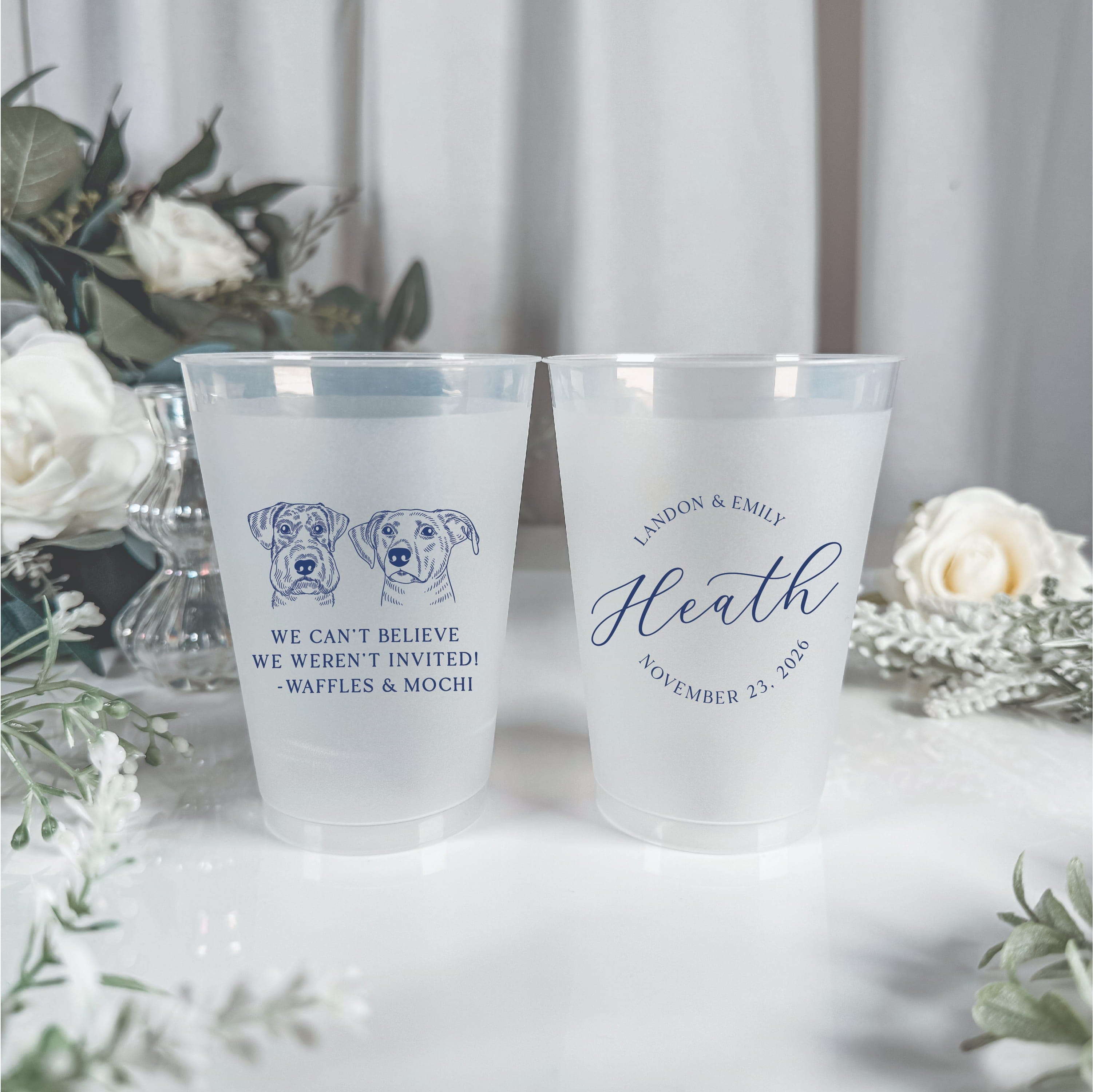 Custom Illustrated Pet Wedding Cups