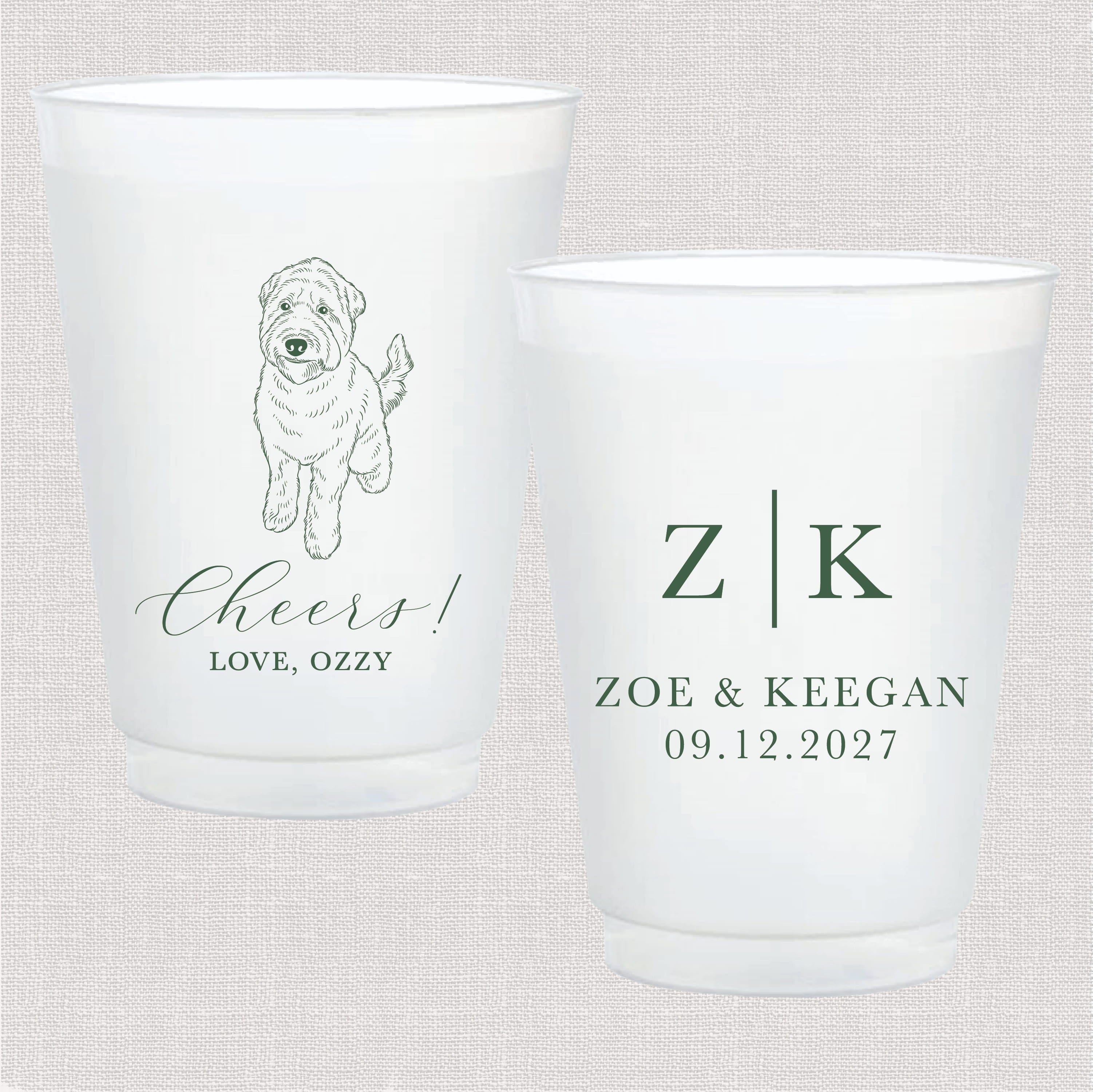 Custom Pet Frosted Cups for Wedding Receptions