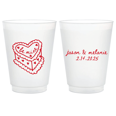 Be Mine Valentine Wedding Frosted Plastic Cups