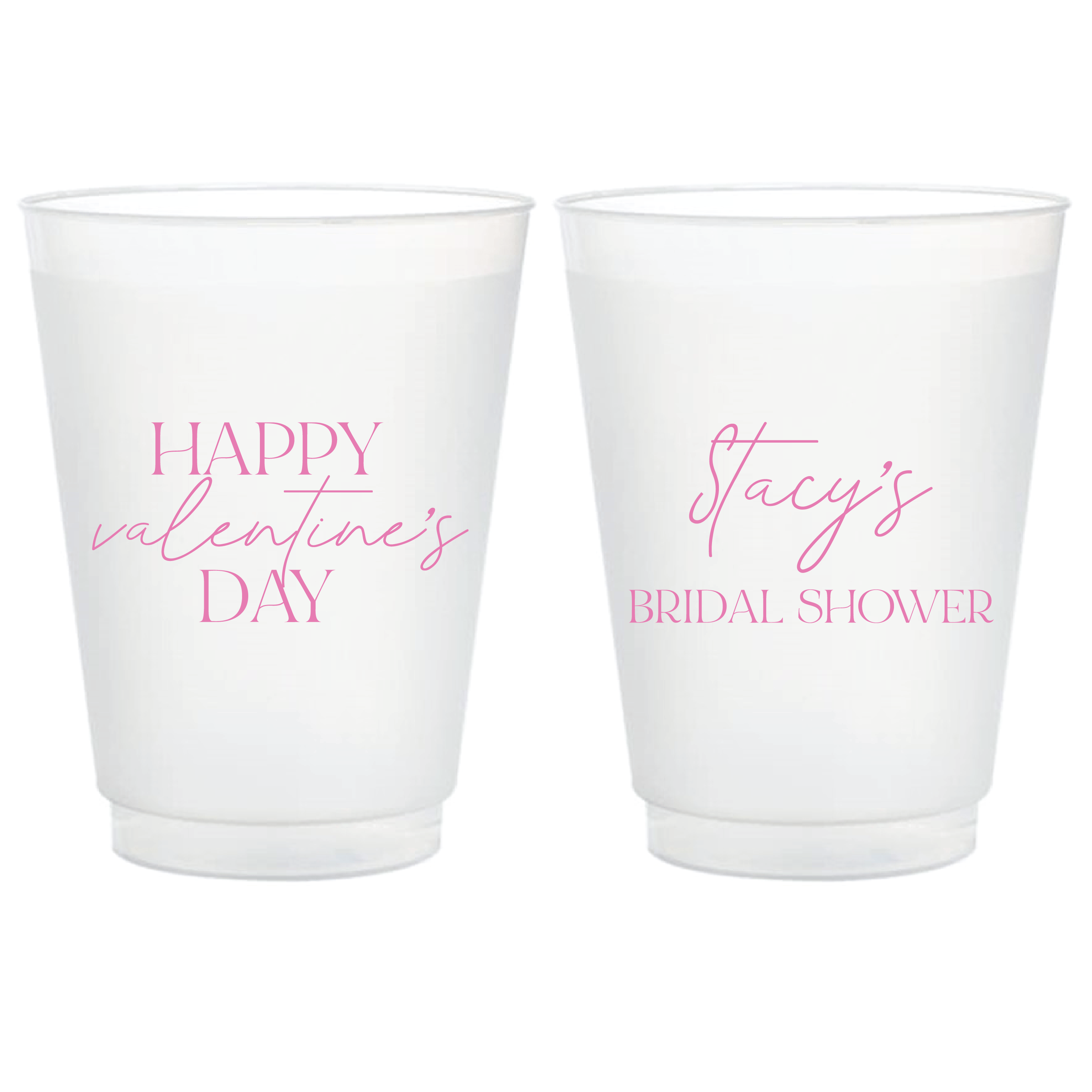 Happy Valentine's Day Bridal Shower Frosted Plastic Cups - Cup - Frosted