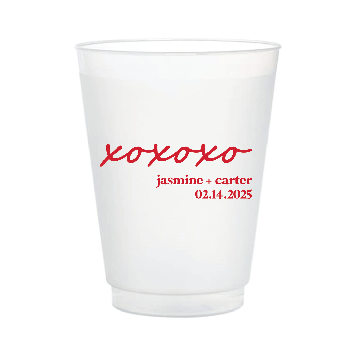 XoXo Valentine Wedding Frosted Plastic Cups