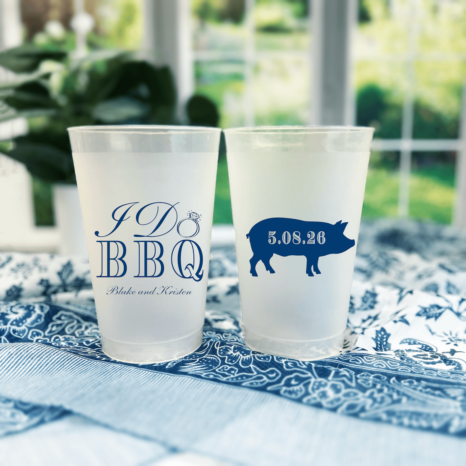 I Do BBQ with Pig Personalized Frosted Wedding Cups - Cup - Frosted