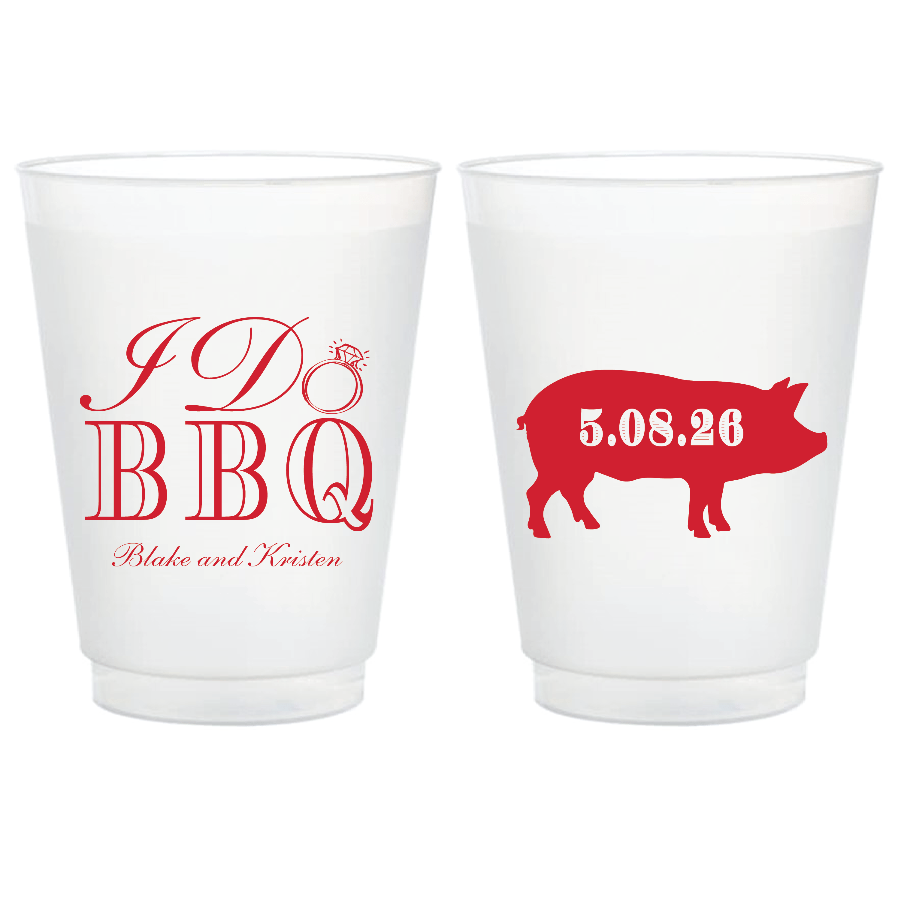 I Do BBQ with Pig Personalized Frosted Wedding Cups - Cup - Frosted