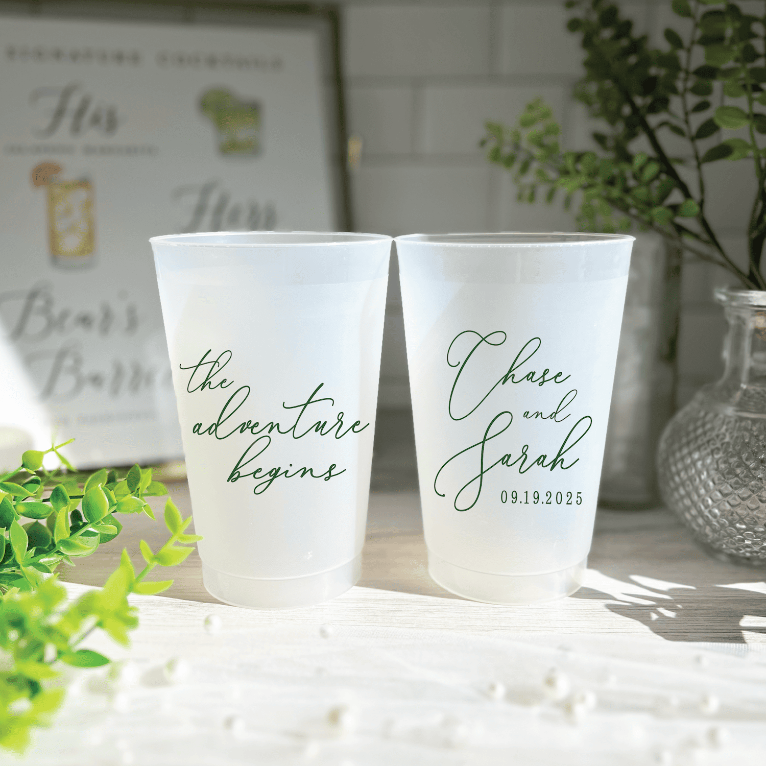The Adventure Begins Personalized Frosted Wedding Cups - Cup - Frosted