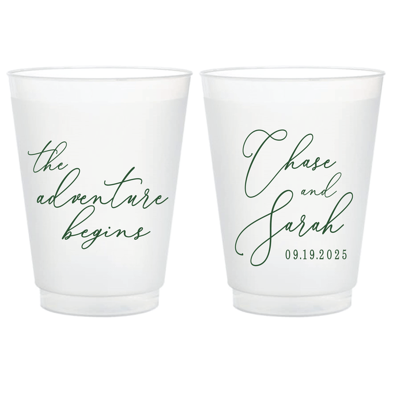 The Adventure Begins Personalized Frosted Wedding Cups - Cup - Frosted