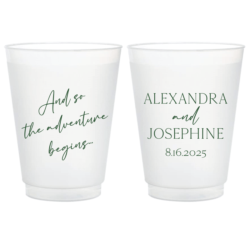 And So The Adventure Begins Frosted Wedding Cups - Cup - Frosted