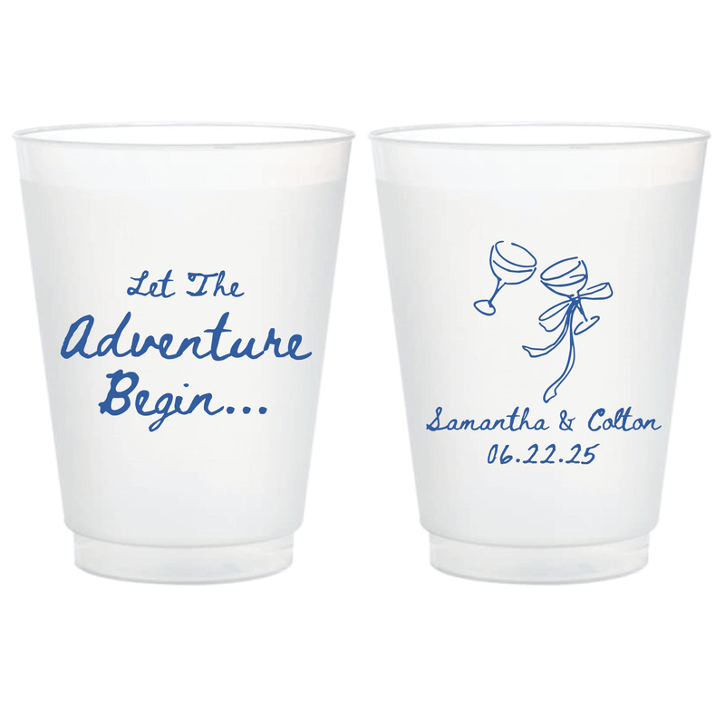 Let The Adventure Begin Frosted Wedding Cups - Cup - Frosted
