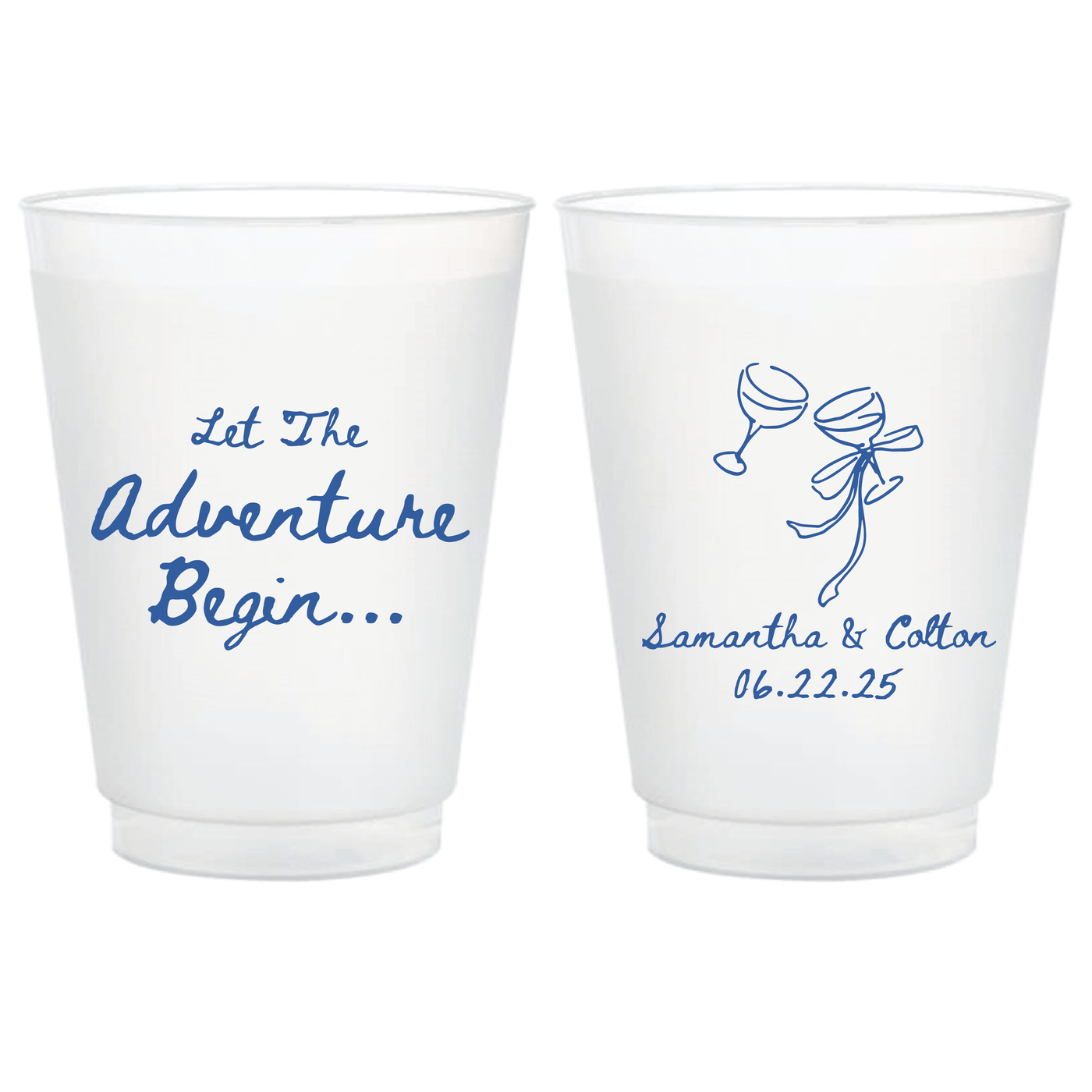 Let The Adventure Begin Frosted Wedding Cups