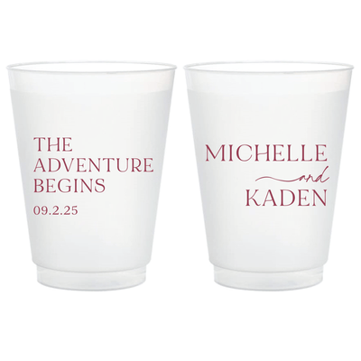 The Adventure Begins Frosted Wedding Cups